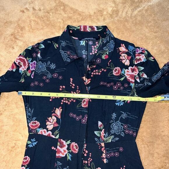 Zara Black Boho Printed Floral Dress Maxi Long Women’s Extra Small Rare Unique - Picture 5 of 10